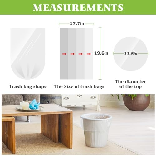 Teivio Small Clear Trash Bags 4 Gallon 150 Count Bathroom Garbage Bags - Image 2