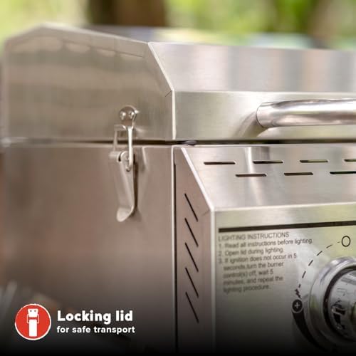 Megamaster Tabletop 2 Burner Gas Grill, Stainless Steel with Foldable Legs - Image 6
