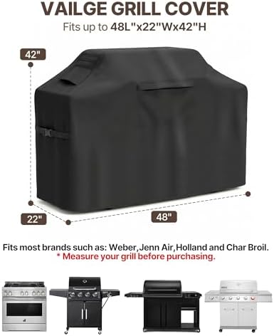 Vailge Grill Cover for Outdoor Grill & Waterproof 600D BBQ Cover 48 Inch - Image 2