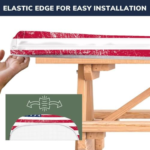 CAPSCEOLL Fitted Picnic Table Cover with Bench Covers 5ft - American Flag - Image 4