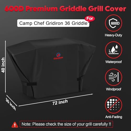 Comnova Griddle Cover for Camp Chef Gridiron 36 - Premium 600D Flat Top Grill Cover Heavy Duty & Waterproof for Camp Chef 4 Burner Gridiron 36 Grill (FTG36) - Image 2