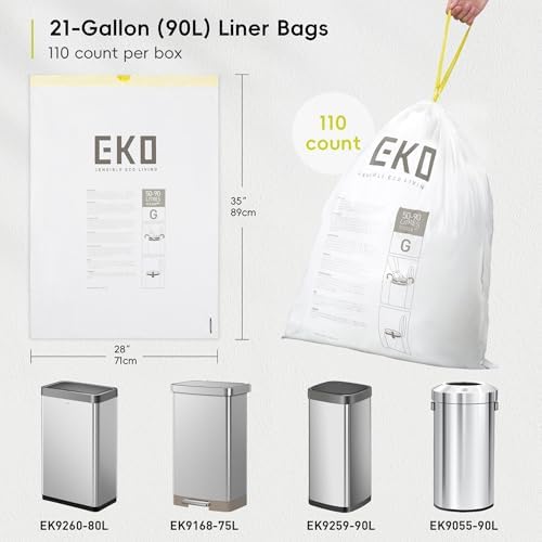 EKO 20 Gallon Extra-Strong XL Tall Kitchen Trash Bags, Code G, 110 ct - Image 5