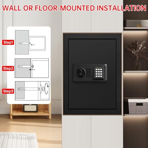 3.5 Cuft Large Safes for Home Use Water and Fireproof, Digital Security Fire Safe Box with Programmable Keypad, Key Lock & Removable Shelf, Anti-Theft Document Safe for Money, Medicine and Valuables - Image 7