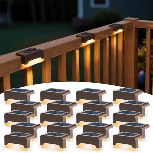 SOLPEX Solar Deck Lights, Solar Step Lights for Outside Waterproof Led Stair Light for Outdoor Fence, Balcony, Patio, Railing, Front Porch, Yard and Pathway(20pack Warm White) by Solpex
