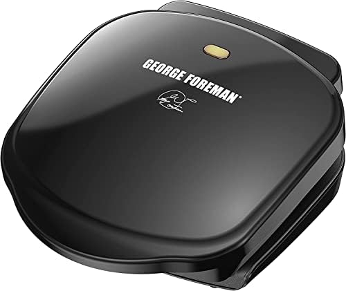 George Foreman GR10B 2-Serving Mini Grill & Panini Press, Compact 7.3” x 5.6” Cooking Surface,1–2 Servings, Dorms & Small Kitchens by GeorgeForeman