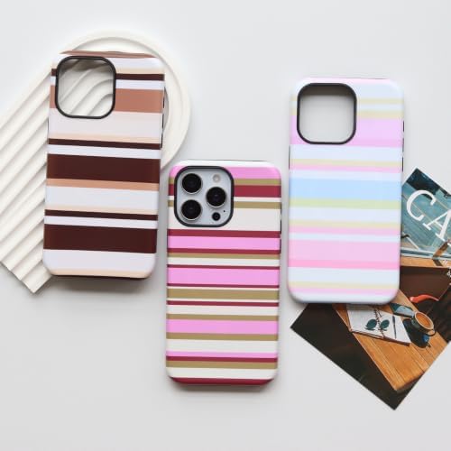 for iPhone 15 Pro Case, Magnetic Matte Frosted Dual-Layer Striped Phone Case for Women, Retro Aesthetic Cover Compatible with MagSafe Accessories - Lavender Mist - Image 6