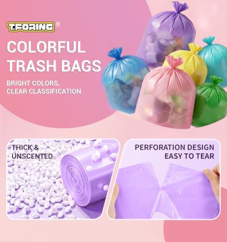 Small 3 Gallon Trash Bags Unscented, 0.78 Mil, Purple, 150 Count - Image 2