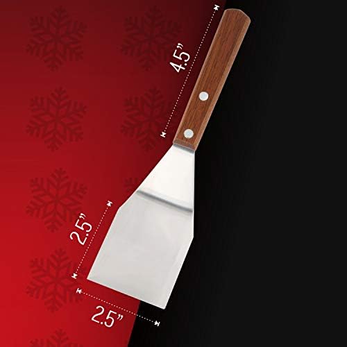 Homi styles Cookie/Brownie Spatula Small Metal Spatula With Merbau Wooden Handle | Heavy Duty Stainless Steel Flipper With Beveled Edges | Small Spatula Portable Cooking Turner Mini 2.5-Inch Blade - Image 3