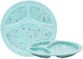 bzyoo 9-Inch Divided Plates Set of 2, 100% Melamine Portion Control Plates for Adults & Kids, Modern Confetti Pattern, BPA-Free & Dishwasher Safe, Ideal for Camping, RV, and Daily Use (Green) by bzyoo