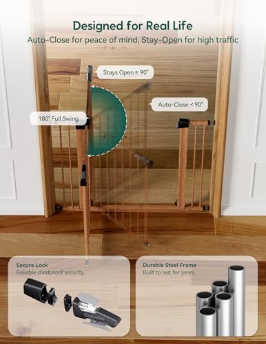 Babelio 29-55" Extra Wide Baby Gate, PressGuard P7, Brown Wood Pattern - Image 6
