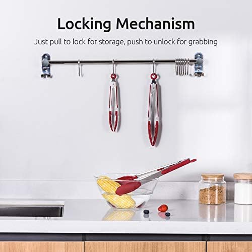 U-Taste Kitchen Tongs for Cooking, 600ºF Heat-Resistant Silicone, 3Pcs/Red - Image 5