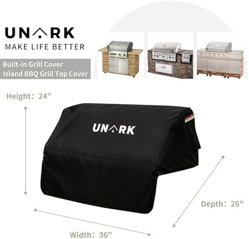 Built-in Grill Cover for Outdoor Grill, 36-Inch Heavy Duty Waterproof Island BBQ Grill Top Cover with Plush Lining, Built-in BBQ Grill Cover, All-Weather Protection BBQ Covers for Outside, Black - Image 2