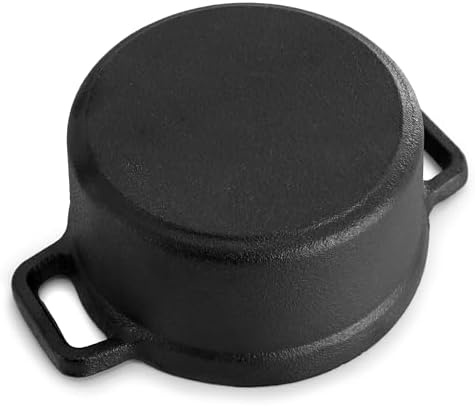 MegaChef Cast Iron 8 Ounce Mini Dutch Oven with Wood Tray, Cookware, Bakeware, Serveware (6 Piece) - Image 5
