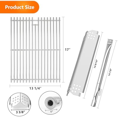 CANDANA Replacement Parts for Nexgrill 4 Burner 720-0830H 720-0830D 720-0783C 720-0783E 720-0958A, 17" Stainless Steel Grill Grate, Grill Burner, Heat Plate, Igniters for 5 Burner 720-0888N - Image 2