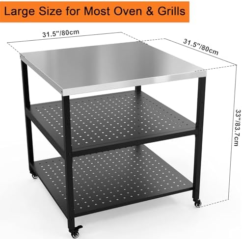 Mimiuo 31.5" Square Pizza Oven Stand, Stainless Steel Modular Table - Image 2