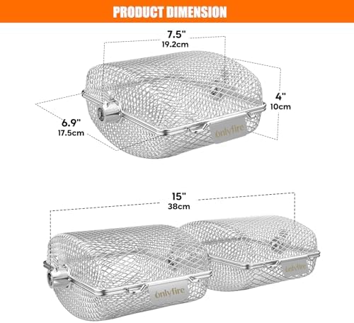 onlyfire Stainless Steel Rotisserie Basket Kit, Set of 2 - Image 2