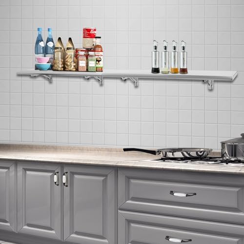 Folding Concession Shelf, Stainless Steel Serving Shelf 96" L x 12'' W Wall Shelf for Concession Window Food Truck Restaurant Kitchen Garage Laundry - Image 2