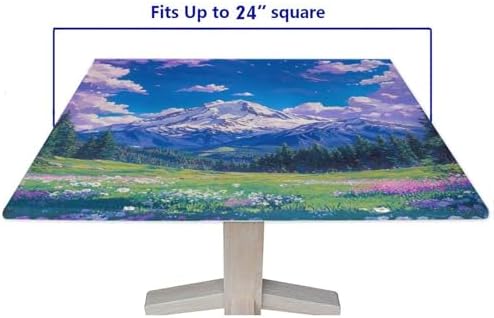 Outdoor Elastic Tablecloth, Mountain Majesty Pattern Printed on Stain Resistant Elastic Table Cover Square, Perfect for Meals Coffee Guest Dinners, Fit for 24" x 24" Square Tables - Image 5