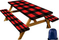 CAPSCEOLL Fitted Picnic Table Cover with Bench Covers 6ft - Black Red by CAPSCEOLL