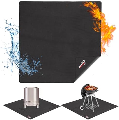 DocSafe 40" Square Fire Pit Mat Under Grill Mat,4 Layers Fireproof Indoor Fireplace Pad Heat Insulated Protect for Decks,Patios,Grass,BBQ Smoker,Portable Reusable Oil-Proof and Waterproof, Black by DocSafe
