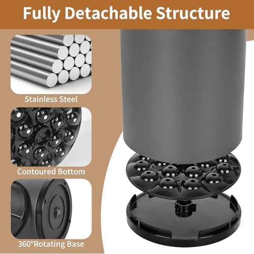 Nigelia Extra Large Kitchen Utensil Holder - 360° Rotating Stainless Steel Cooking Utensil Holder for Countertop, 3 Compartment Flatware Organizer & Utensil Caddy with Removable Base（Grey） - Image 6