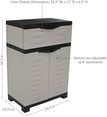 Sunnydaze 34.5" Garage Storage Cabinet with Adjustable Shelf, Gray - Image 3