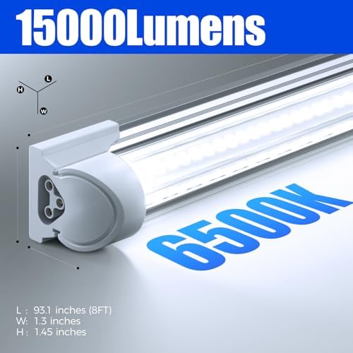 Barrina T8 LED Shop Lights 8FT, 100W 15000LM 6500K, High Output, 4 Packs - Image 2