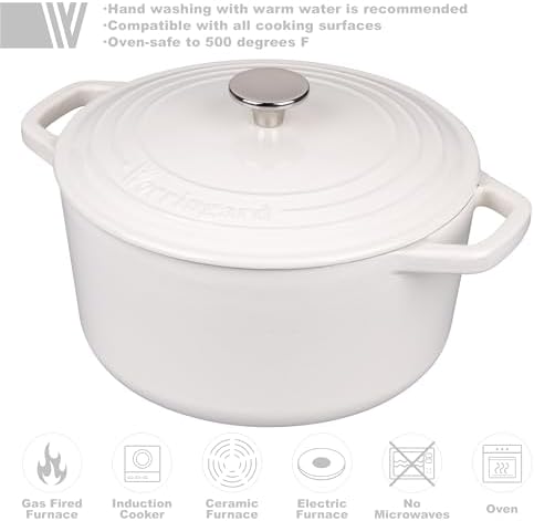 VORRINGARD Enameled Cast Iron Dutch Oven Pot with Lid, for Bread Baking, Round Bread Oven- include Sourdough Bread Baking Supplies Set, 4.5QT, White - Image 3