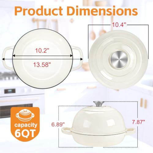 GGC 6QT Sourdough Dutch Oven Kit, 7-Piece Enameled Cast Iron Bread Oven - Image 7