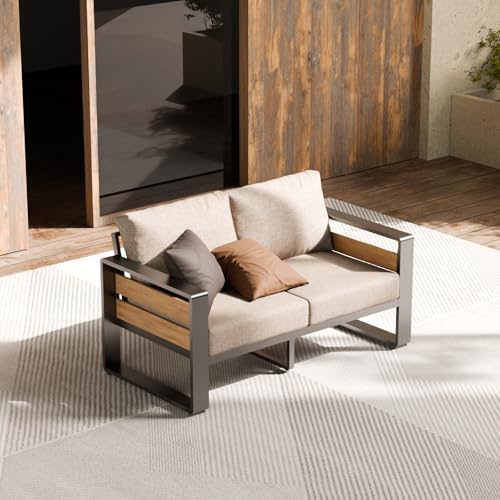 ZANDOR Aluminum Outdoor Patio Furniture-Loveseat with Table,Dark Gray - Image 6