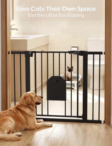 Babelio Auto Close Dog Gate with Cat Door, CatPrivilege I, 29-43" - Image 3