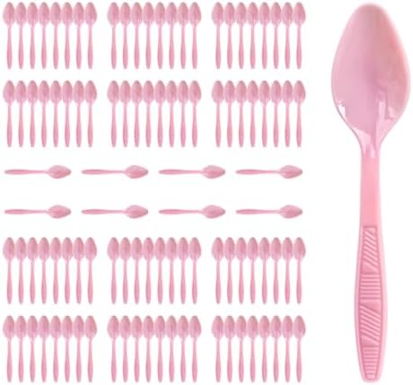 Pink Plastic Spoons Heavy Duty, Disposable Party Supplies 104 PCS by FUEVING