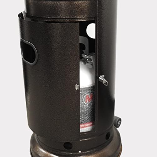 Hiland 48,000 BTU Propane Patio Heater, Open Door Design, Adjustable Table, Weight Bladder, Single Pole, Regulator and Hose, Hammmered Silver - Image 4
