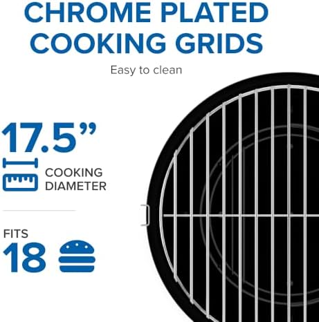 Napoleon NK18 Premium Charcoal Kettle Grill, Black, Porcelain-Enameled Lid and Bowl, Chrome-Plated Cooking Grid - Image 5