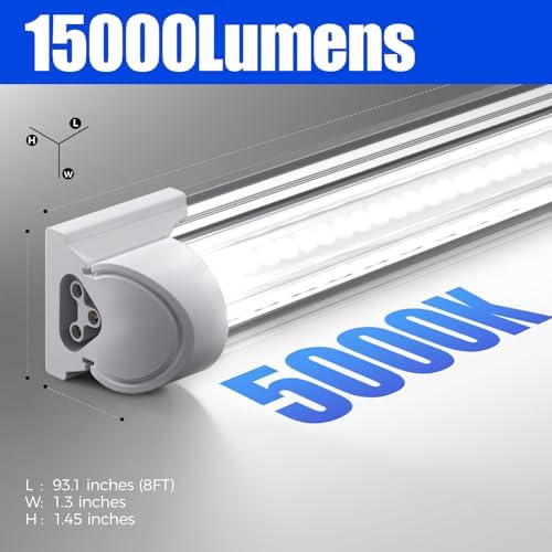 Barrina T8 LED Shop Lights 8FT, 100W 15000LM 5000K, High Output, 4 Packs - Image 2