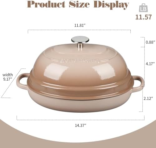 EDGING CASTING Enameled Oval Cast Iron Dutch Oven Pot with Lid, Bread Dutch Oven for Sourdough Bread Baking, Dutch Oven Bread, Bread Oven, 6QT, Mocha - Image 2