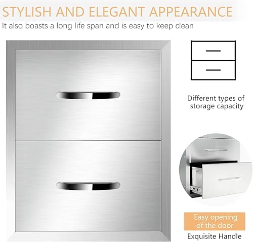 Outdoor Kitchen Drawers, Triple BBQ Drawers Stainless Steel Built-in Drawer For Outdoor Kitchen Island, Patio Grill Station,Double Drawers - Image 6