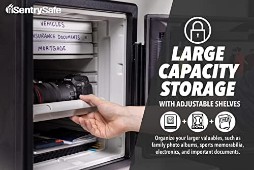 SentrySafe Fireproof and Waterproof Black Steel Home Safe with Digital Keypad Lock and Organization Trays for Money, Documents, 1.23 Cubic Feet, SFW123EU - Image 4