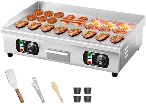 29" Commercial Electric Countertop Griddle,110V 3000W Flat Top Grill Hot Plate BBQ,Adjustable Thermostatic Control 122°F-572°F,Stainless Steel Restaurant Grill for Kitchen(NO PLUG) by Panghuhu88