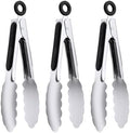 7-Inch Stainless Steel Kitchen Tongs Set, for Cooking Serving (7", 3PCS) by DAILYKISN