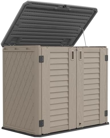 HOMSPARK Outdoor Storage shed, 26 Cu.ft Outdoor Storage Box Waterproof, Outdoor Storage Cabinet for Bike, Garbage Cans, Lawnmower, Garden Accessories, Waterproof, Lockable - Image 7