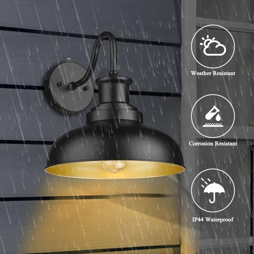 Dusk to Dawn Outdoor Barn Lights Outdoor Wall Sconces Farmhouse Exterior Wall Mount Light Vintage Outside Lighting Fixture Industrial Black Lanterns for Porch Garage Shed Patio, 4 Pack - Image 3