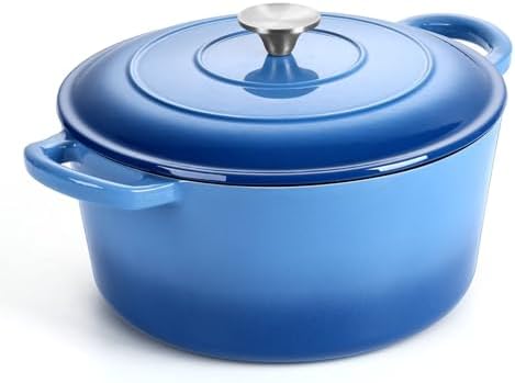 P&P CHEF 6QT Enameled Dutch Oven, Dutch Oven Pot for Bread Baking, Blue by PPCHEF
