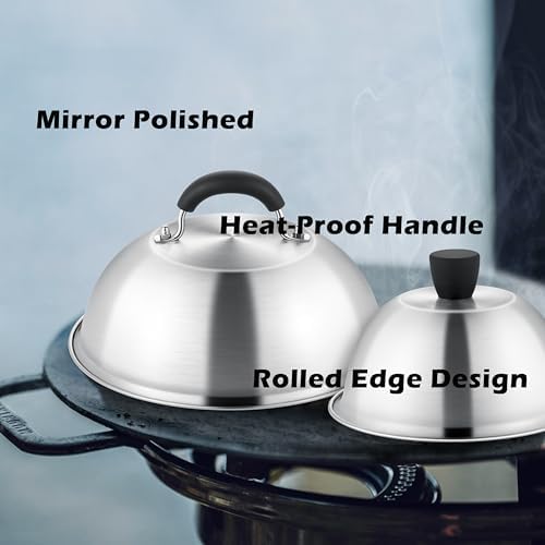Leonyo 9.7IN-6IN Stainless Steel Griddle Basting Cover Dome, 3 Pack - Image 4