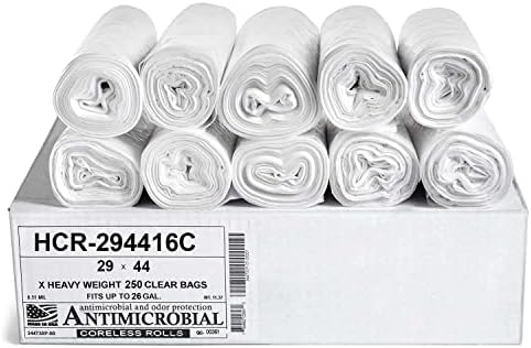Aluf Plastics 26 Gal Clear Trash Bags, 16 Micron (EQ.), 29" x 44" (250 Pk) by AlufPlastics