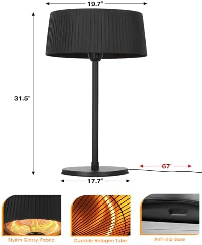 Electric Outdoor Patio Heater, 1500W Tabletop Infrared Heater - Image 6