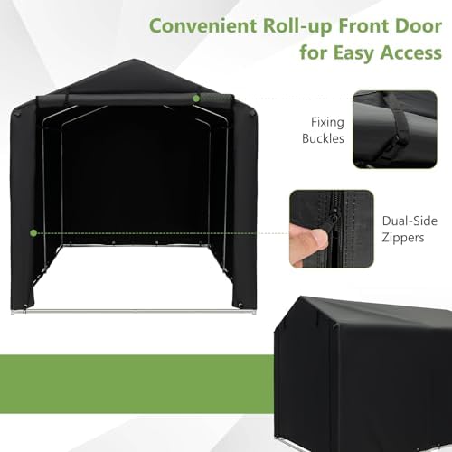 Goplus Portable Storage Shed, 7 x 5.2 x 5.4 Ft Heavy Duty Motorcycle Shed - Image 2