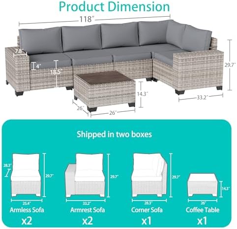 Outdoor Patio Furniture Set PE Wicker Rattan Outdoor Sectional Sofa - Image 5