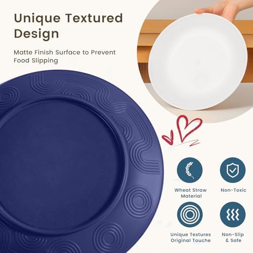 Homienly Premium Wheat Straw Dinnerware Sets, Plates and Bowls Sets,Cups,Alternative to Plastic Plates Service for 4, Dishwasher and Microwave Safe 16 PCS Dish Sets for Home,Camping - Island - Image 4