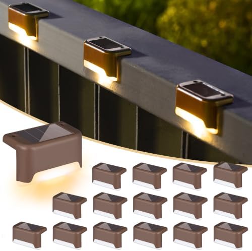 SOLPEX Solar Deck Lights Outdoor 16 Pack,Step Light Waterproof,Warm White by Solpex